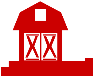 Red Barn with White Roof and Red Roof Clipart - Charming Farm Scenes