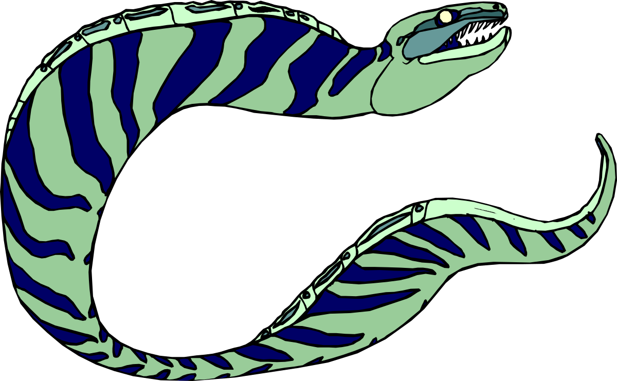 Blue and White Striped Snake Clipart on Black Background