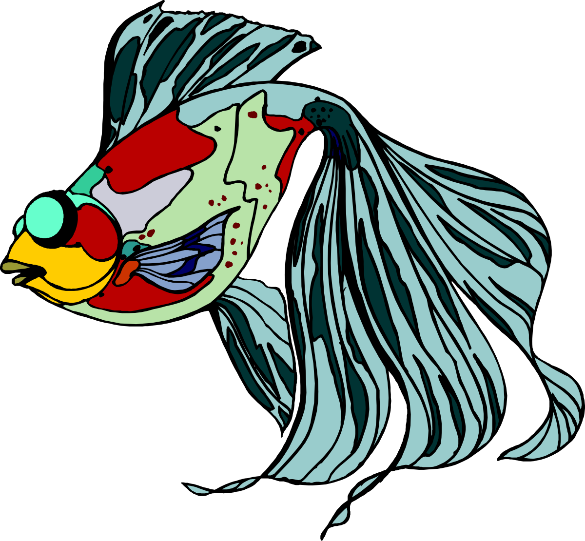 Hairy Fish with Red Tail Clipart for Creative Projects