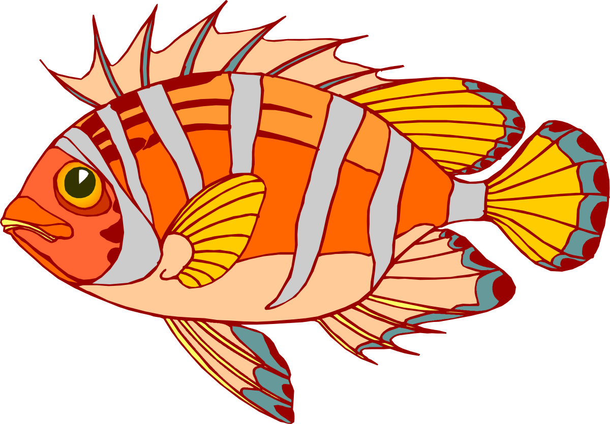 Vibrant Fish with Yellow and Orange Striped Tail Clipart