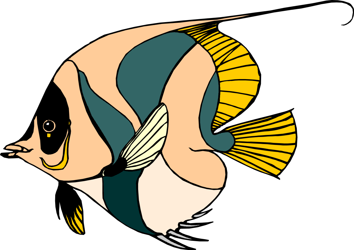 a fish with a yellow tail and a black background clip art png transparent Vibrant Yellow-Tailed Fish on Black Background - Stunning Clipart