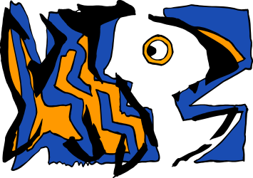 Blue and Orange Fish Clipart with Big Eye
