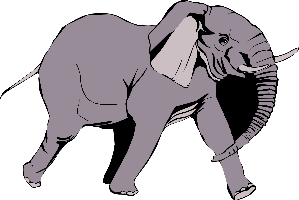 Elephant Walking on Black Background - Stunning Clipart for Creative Projects