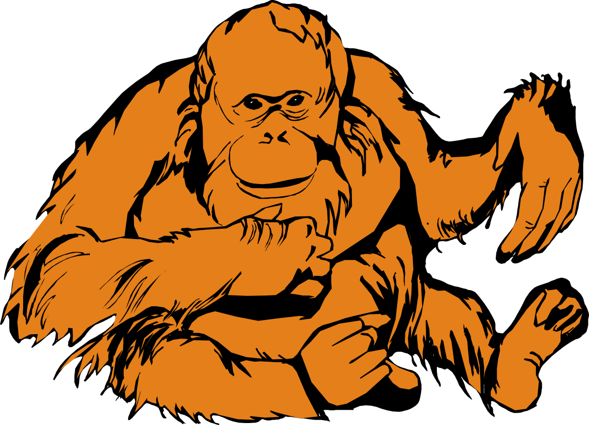 Gorilla with Hand on Chest Clipart - Expressive Animal Illustration
