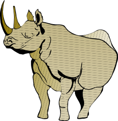 Rhino Standing Boldly on Black Background - Stunning Clipart