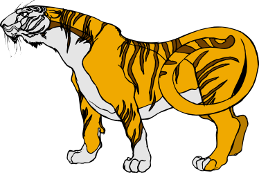 Tiger Standing Boldly on Black Background Clipart