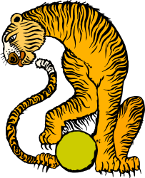 Tiger Playing with Ball Clipart: Playful Wildlife Illustration