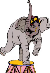 Elephant on Stool Clipart: Whimsical Animal Illustration