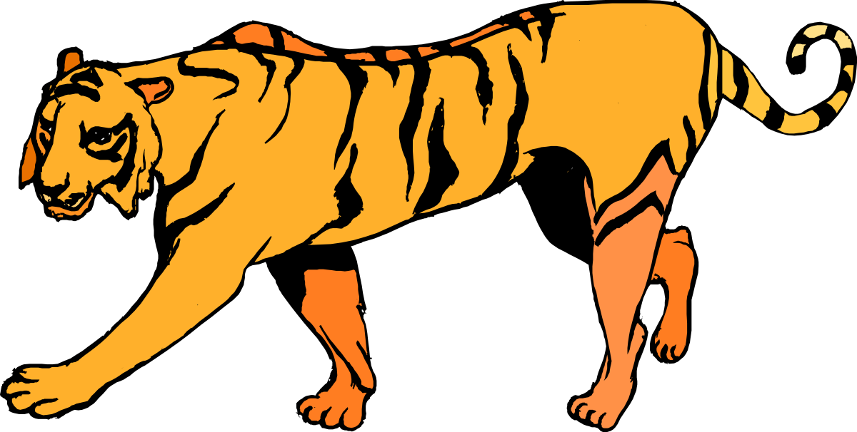 Tiger Walking on Black Background Clipart - Stunning Wildlife Illustration
