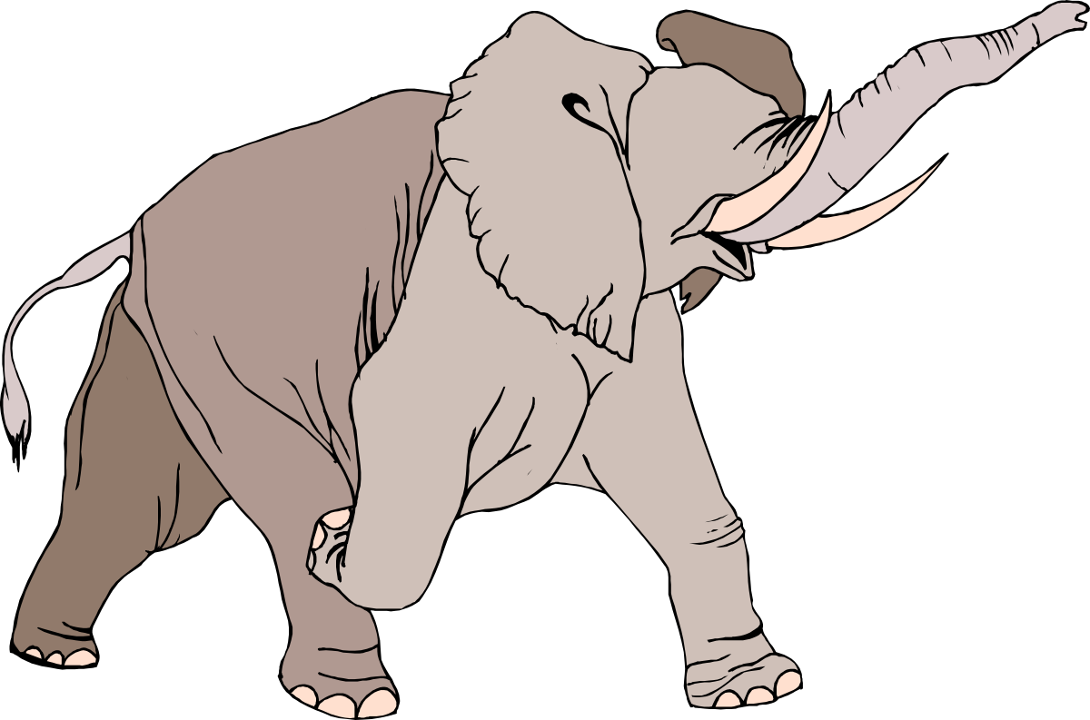 Elephant with Extended Trunk Clipart - Perfect for Any Project
