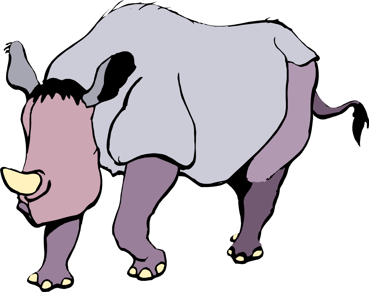 Rhino Clipart with Long Horn and Tail - Vibrant and Unique Wildlife Illustration