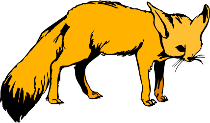 Yellow Fox Standing on Black Background - Stunning Clipart Visuals