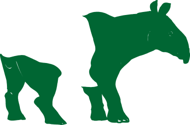 Green Silhouette of Horse and Foal Clipart