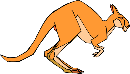 Kangaroo Running on Black Background - Vibrant Clipart