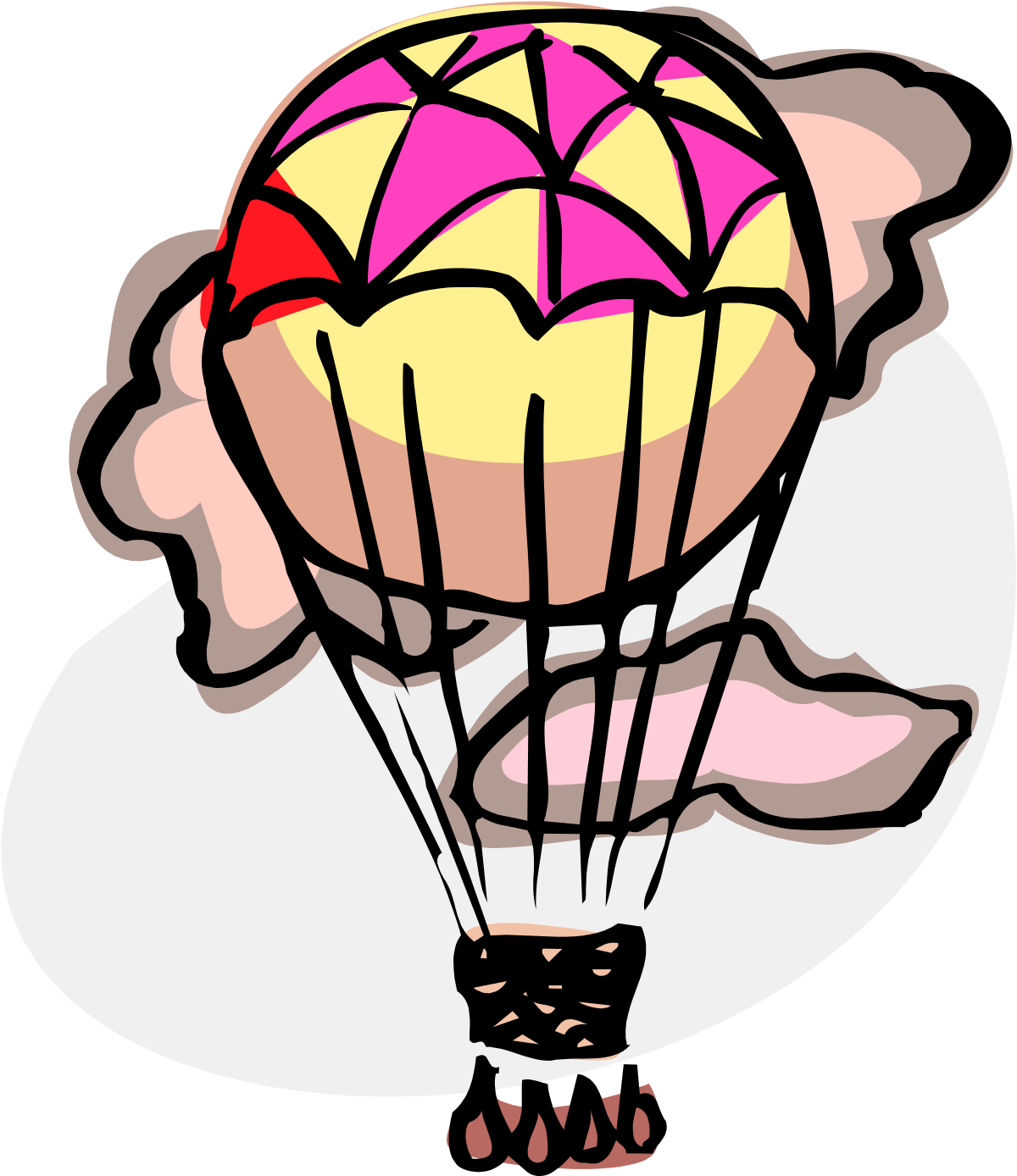 a pink and yellow parachute with a black background clip art png transparent Parachute Clipart: Vibrant Pink and Yellow against Black Background