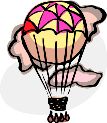 Parachute Clipart: Vibrant Pink and Yellow against Black Background