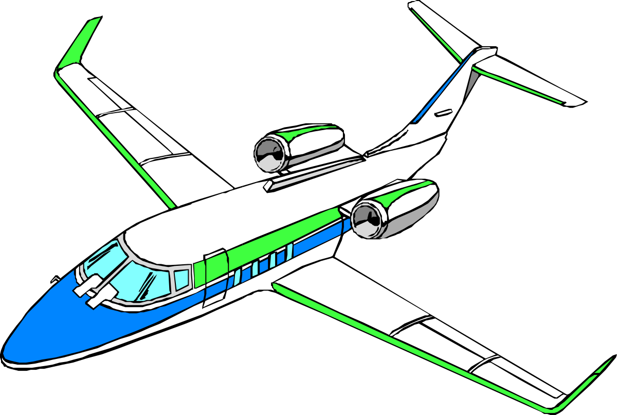 Small Plane Clipart with Green and Blue Tail for Creative Designs