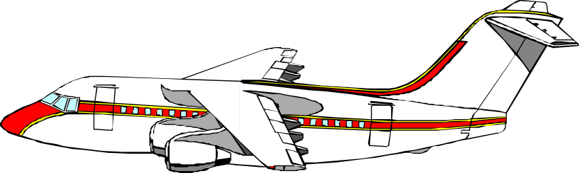 Airplane Clipart with Red Stripe - Perfect for Travel Themes