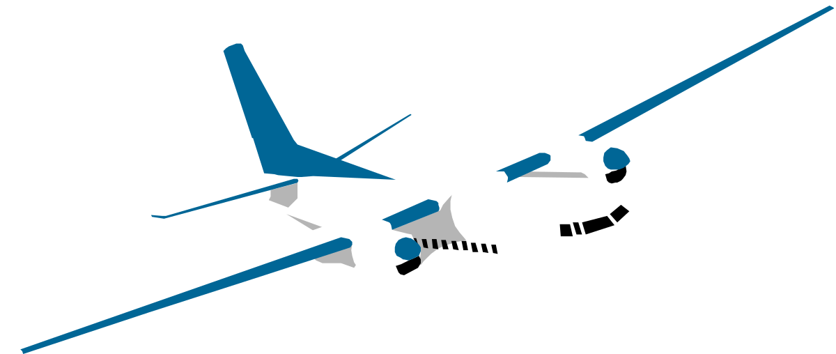 White Helicopter with Blue Stripes in Flight Clipart