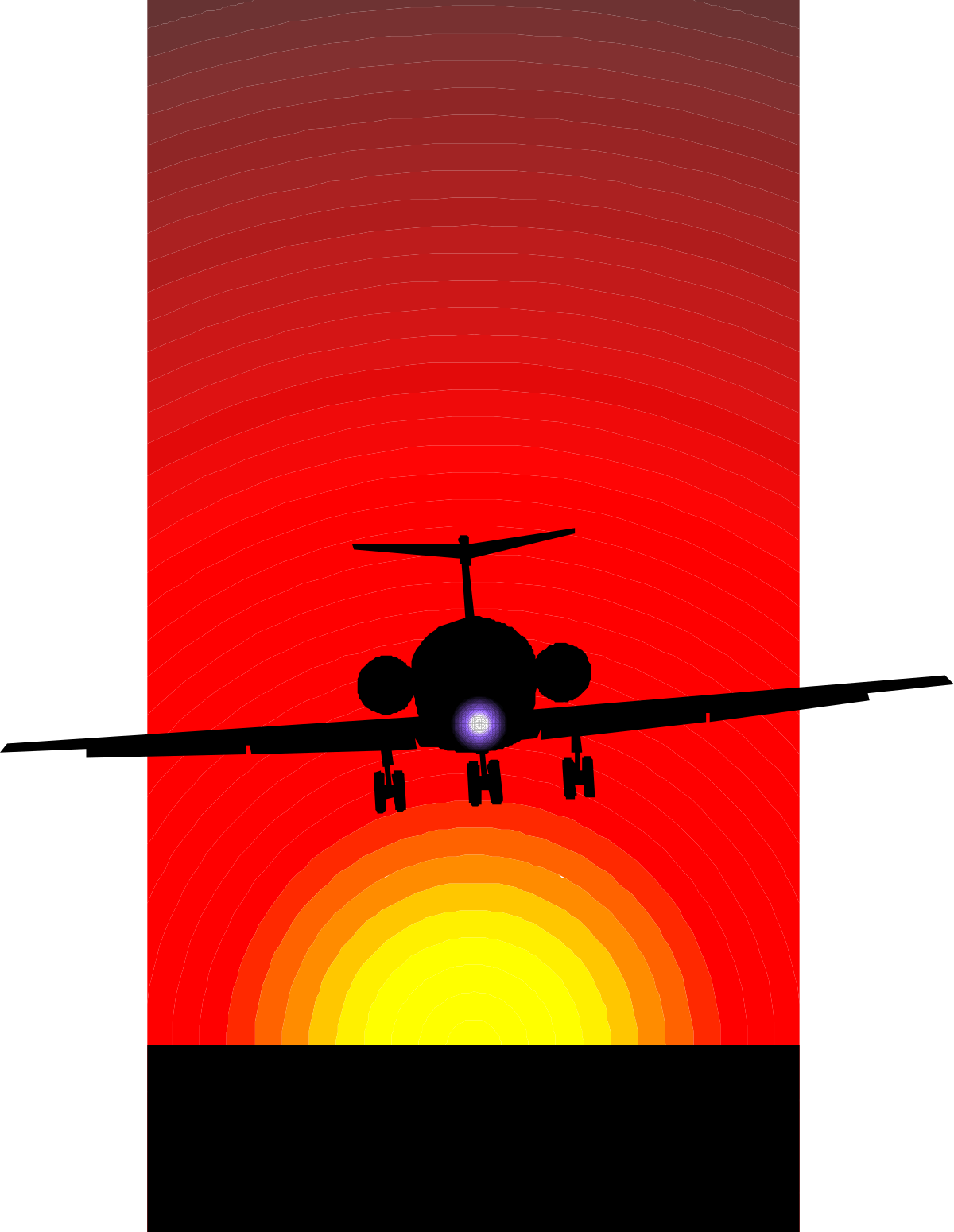 Plane Flying Over a Stunning Sunset Clipart