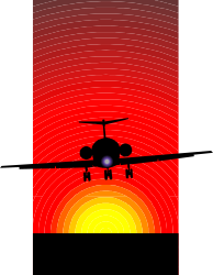 Plane Flying Over a Stunning Sunset Clipart