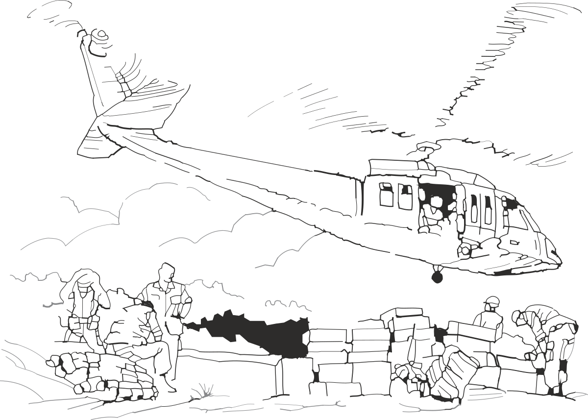 Helicopter Flying Over City at Night - Captivating Clipart for Dynamic Projects
