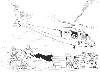 Helicopter Flying Over City at Night - Captivating Clipart for Dynamic Projects