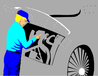 Car Painting Clipart - Man with Spray Gun in Action