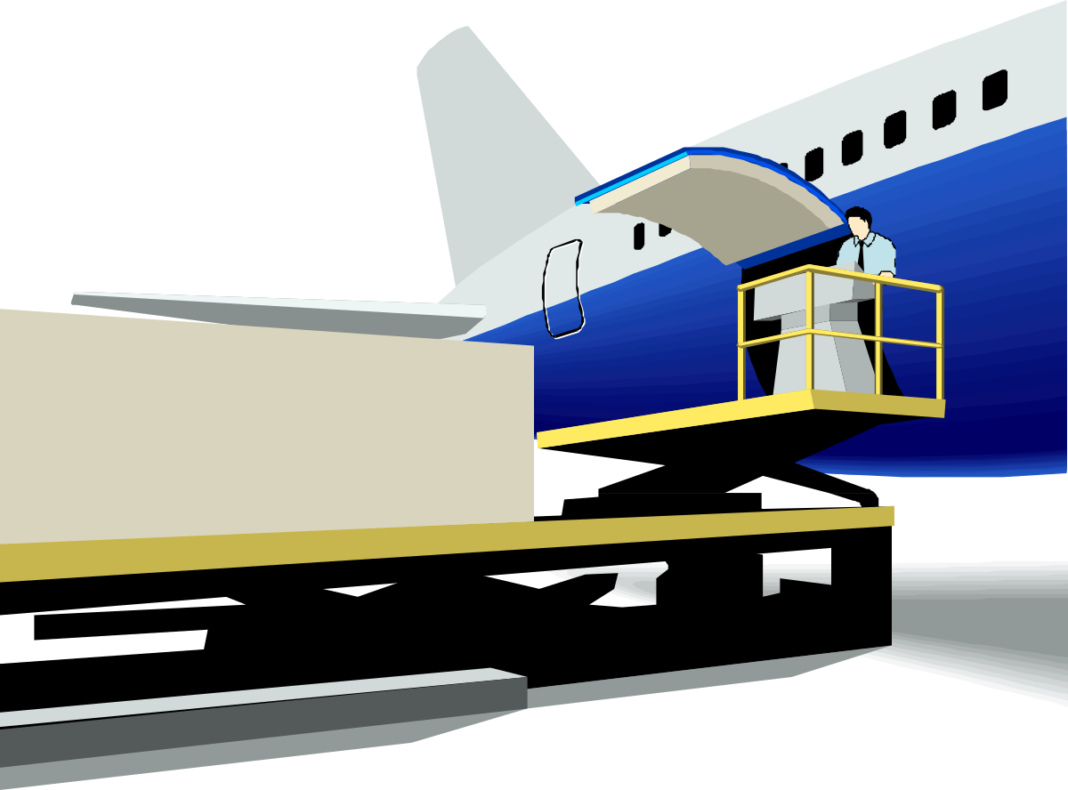 Plane with Man Standing on Stairs Clipart - Dynamic Travel Scene