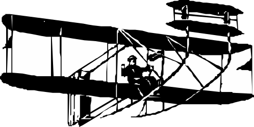 Man Climbing Ladder - Black and White Clipart Illustration