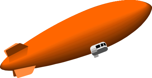 Orange Airship Flying in the Sky - Vibrant Clipart for Creative Projects