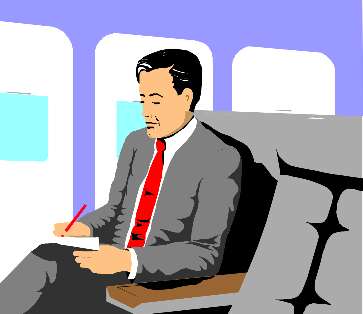 Businessman in Suit Sitting on Train Clipart - Professional Commuter Illustration