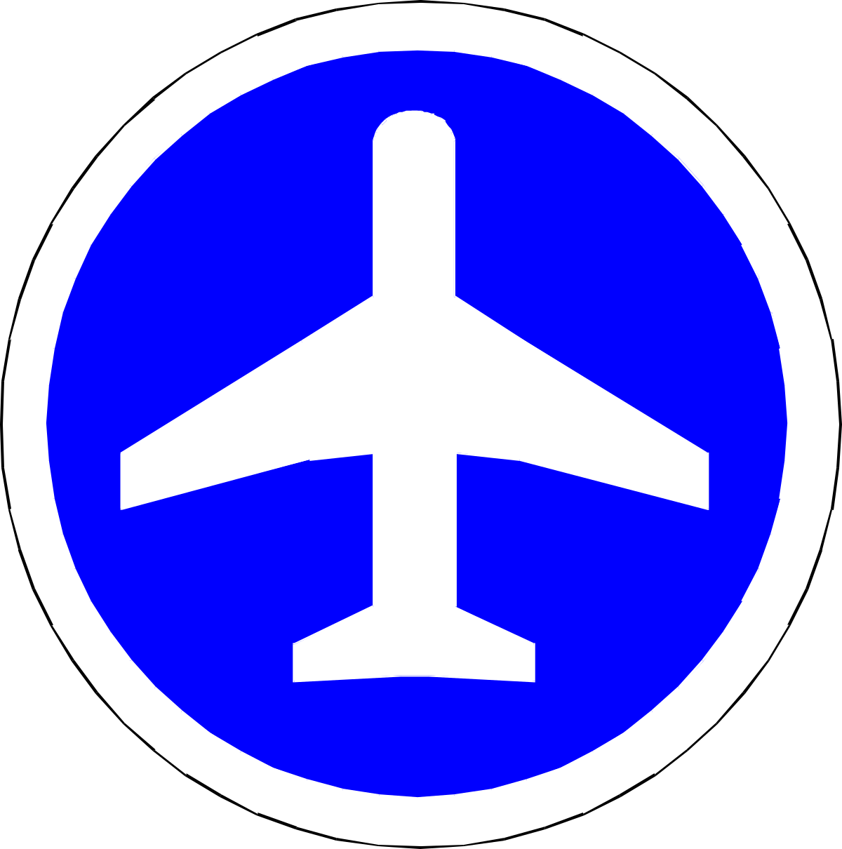 Airplane Icon Clipart: Blue and White Aircraft Illustration