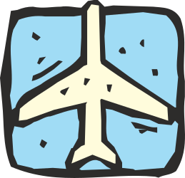Blue and White Airplane Clipart with White Outline