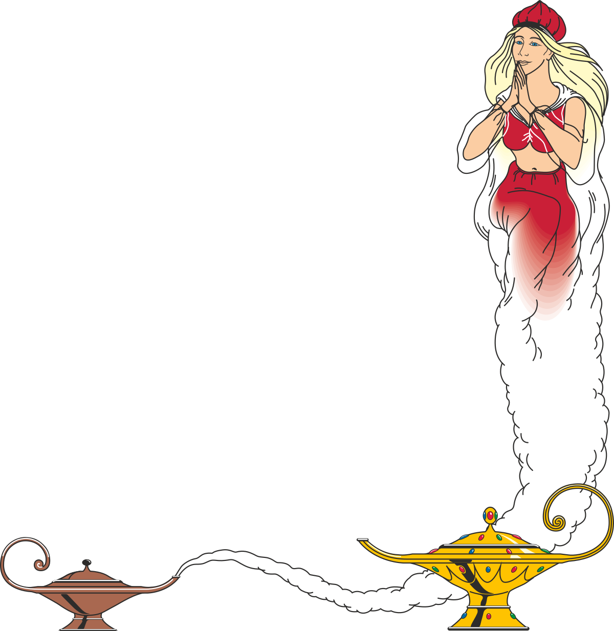 a woman in a red dress is smoking a hook clip art png transparent Borders with People and Aladdin's Lamp: Smoking Woman in Red Dress Clipart