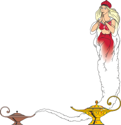 Borders with People and Aladdin's Lamp: Smoking Woman in Red Dress Clipart