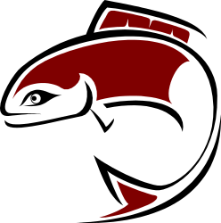 Fish Logo Clipart: Vibrant Red-Tailed Fish on Black Background