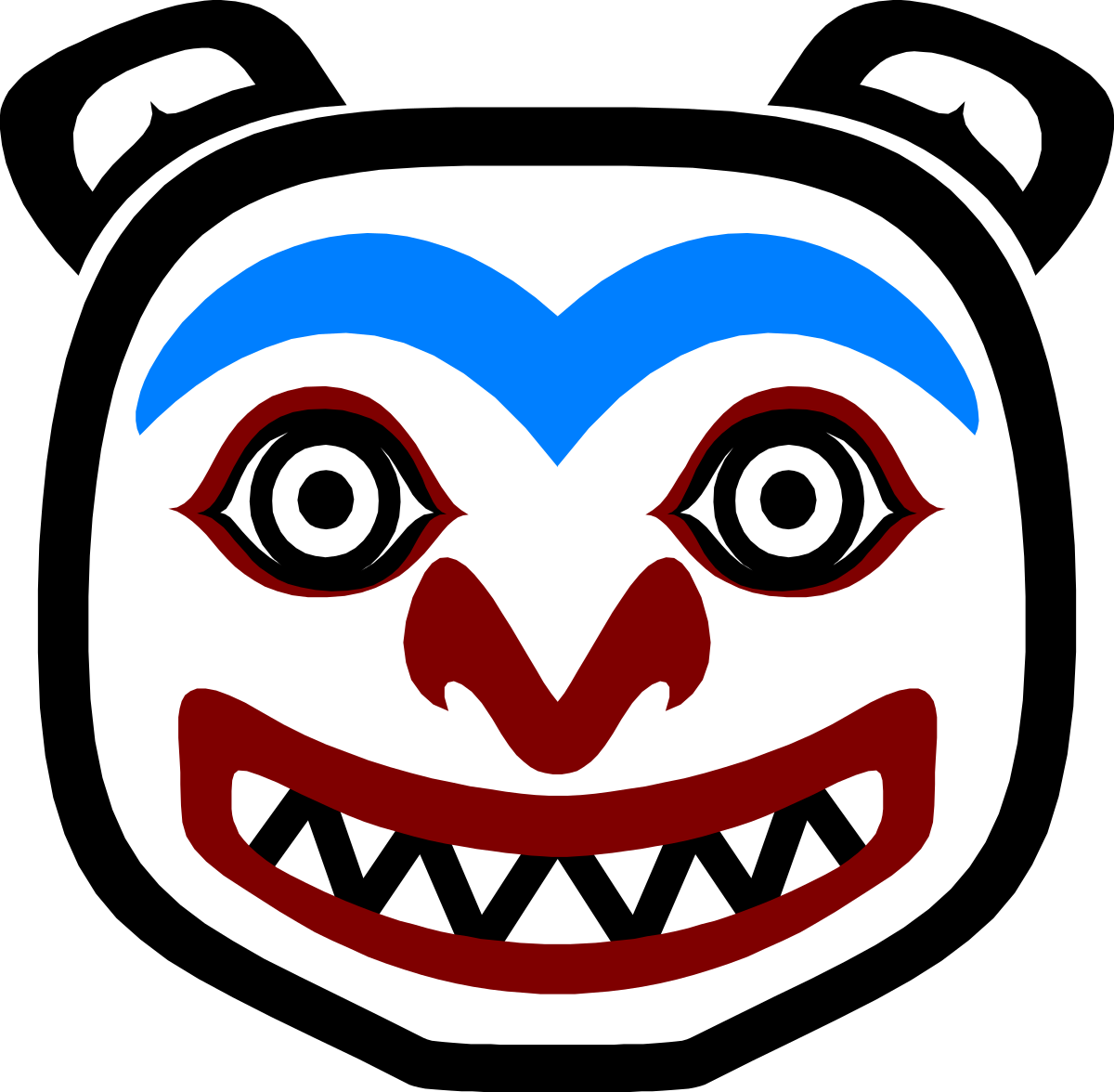 Cartoon Face Clipart: Colorful Blue and Red Expressions