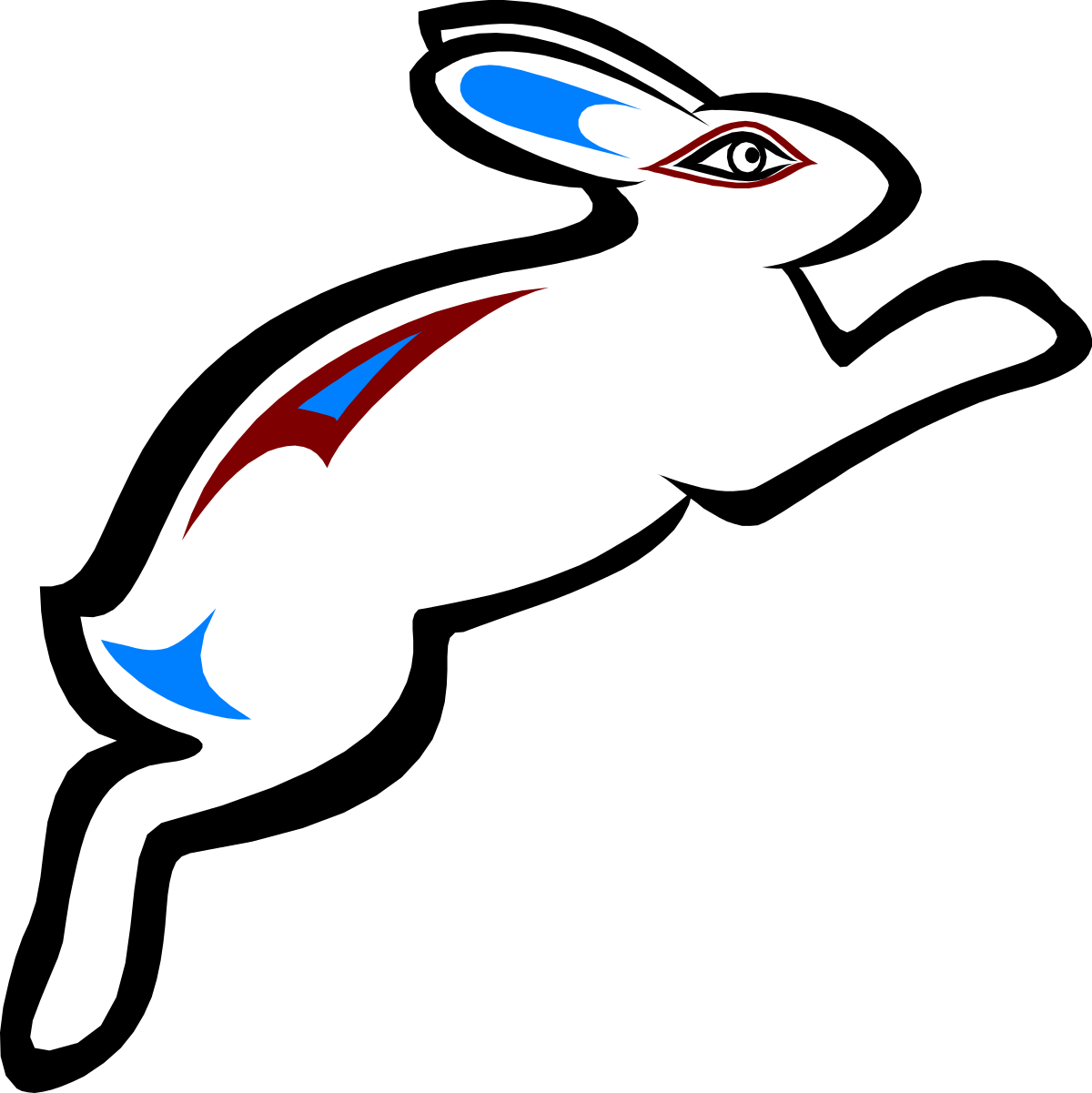 Vibrant Red and Blue Fish Clipart against Black Background