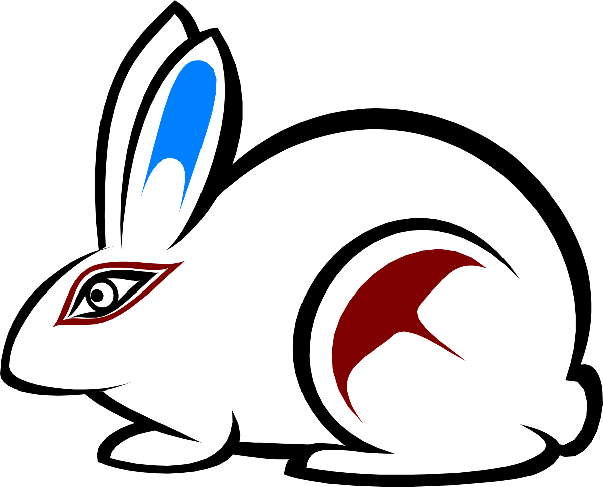 Red and Blue Cat Clipart on Black Background