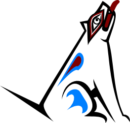 Black Background with Vibrant Red and Blue Face Clipart