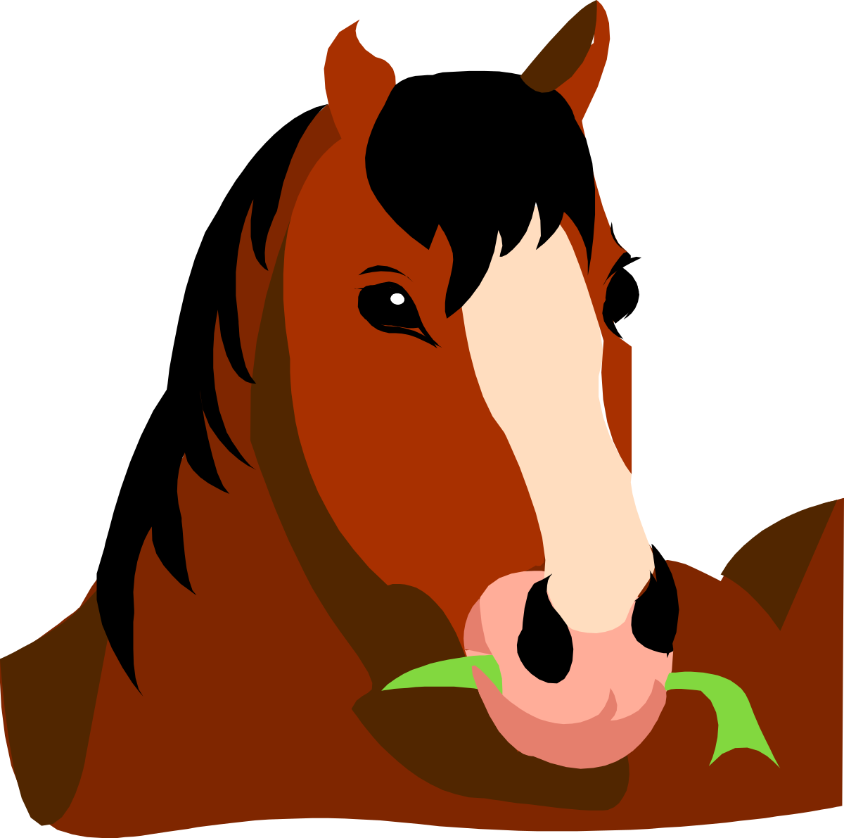 Horse with Green Leaf in Mouth Clipart - Perfect for Nature Themes