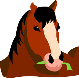 Horse with Green Leaf in Mouth Clipart - Perfect for Nature Themes