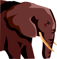 Elephant Clipart with Long Tufful Trunk - Playful and Fun Designs