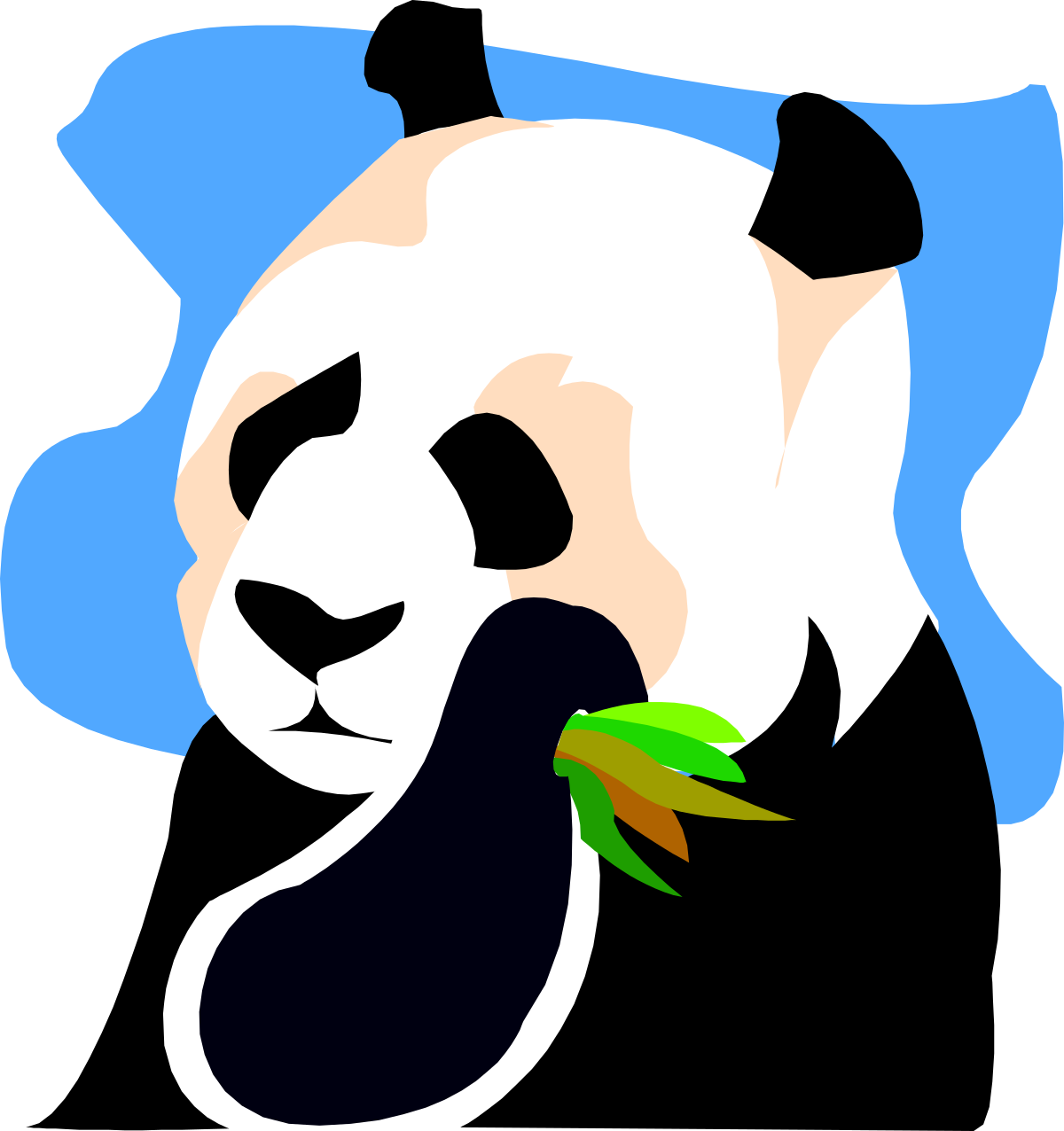 a panda bear with a green leaf in its mouth clip art png transparent Panda Bear with Green Leaf - Charming Clipart for Nature Themes