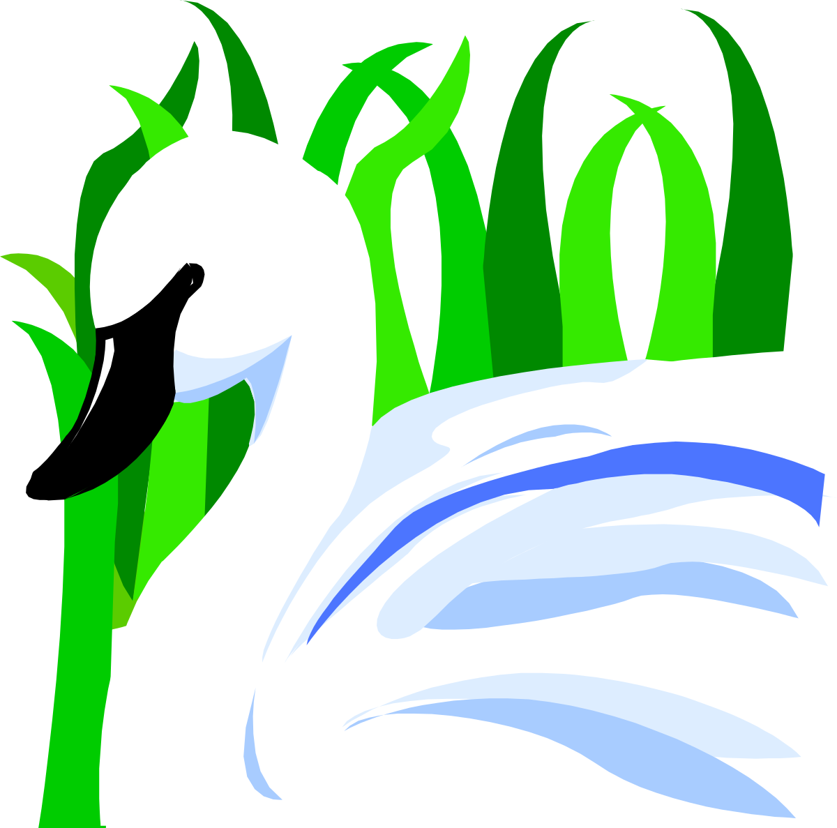 White Swan Swimming in a Serene Pond Clipart
