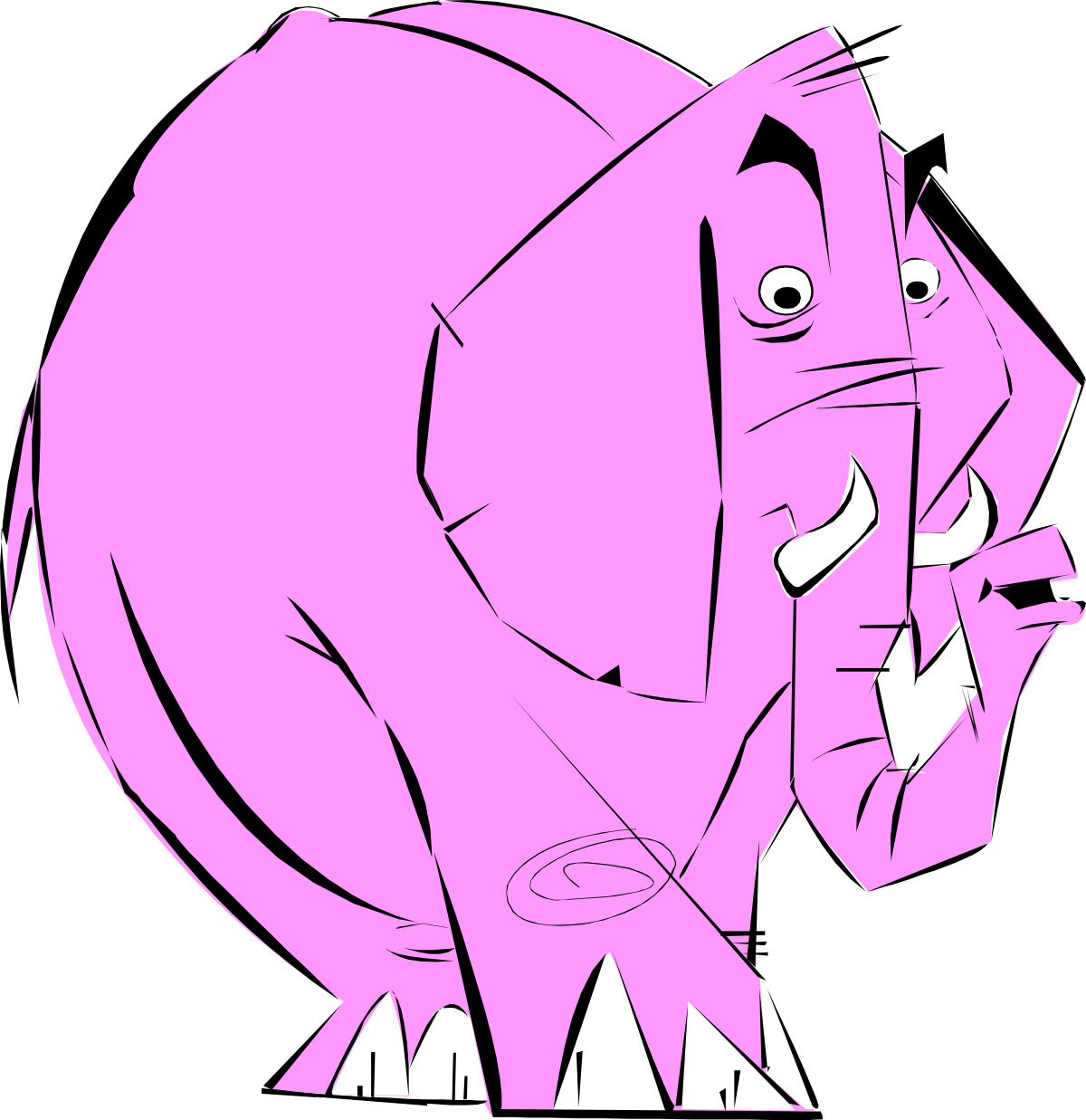 Pink Elephant Smoking a Cigarette - Unique Clipart Design