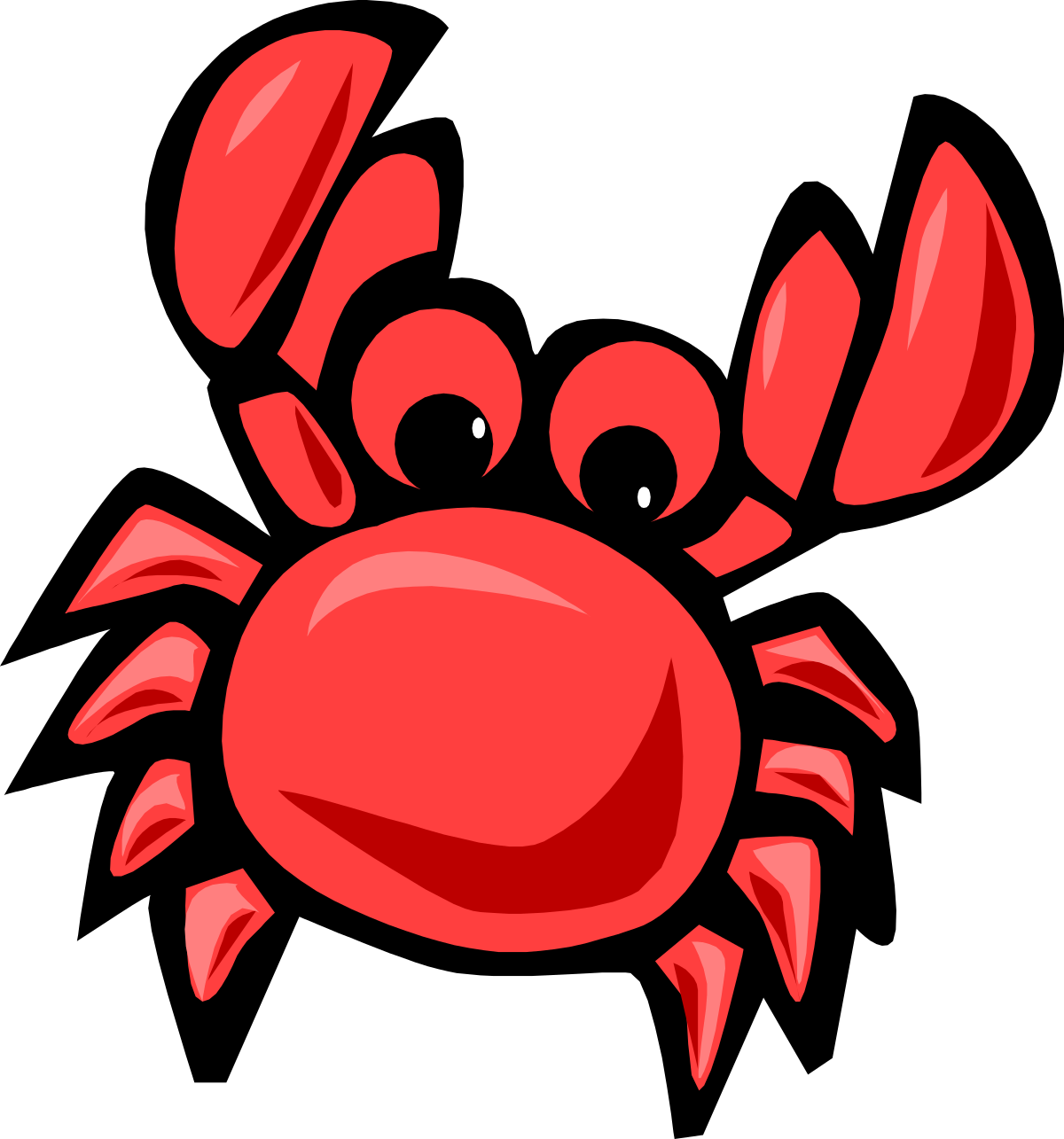 Red Crab on Black Background Clipart - Vibrant Marine Life Illustration