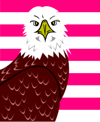 Eagle with Pink and White Striped Background Clipart