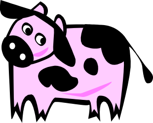 Cow with Pink Nose Against a Black Background - Charming Clipart